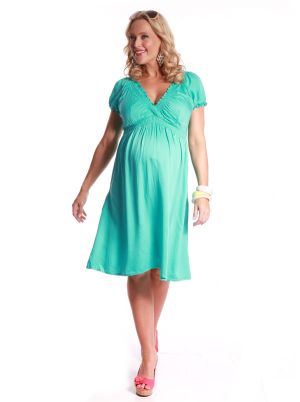 Angel Maternity Little Cross Over Maternity Summer Dress in Light Jade.jpg